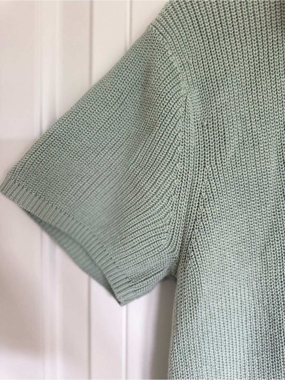 Haven Well Within Sage Green Organic Cotton Ribbed Knit Johnny Collar Midi Dress - Picture 5 of 9